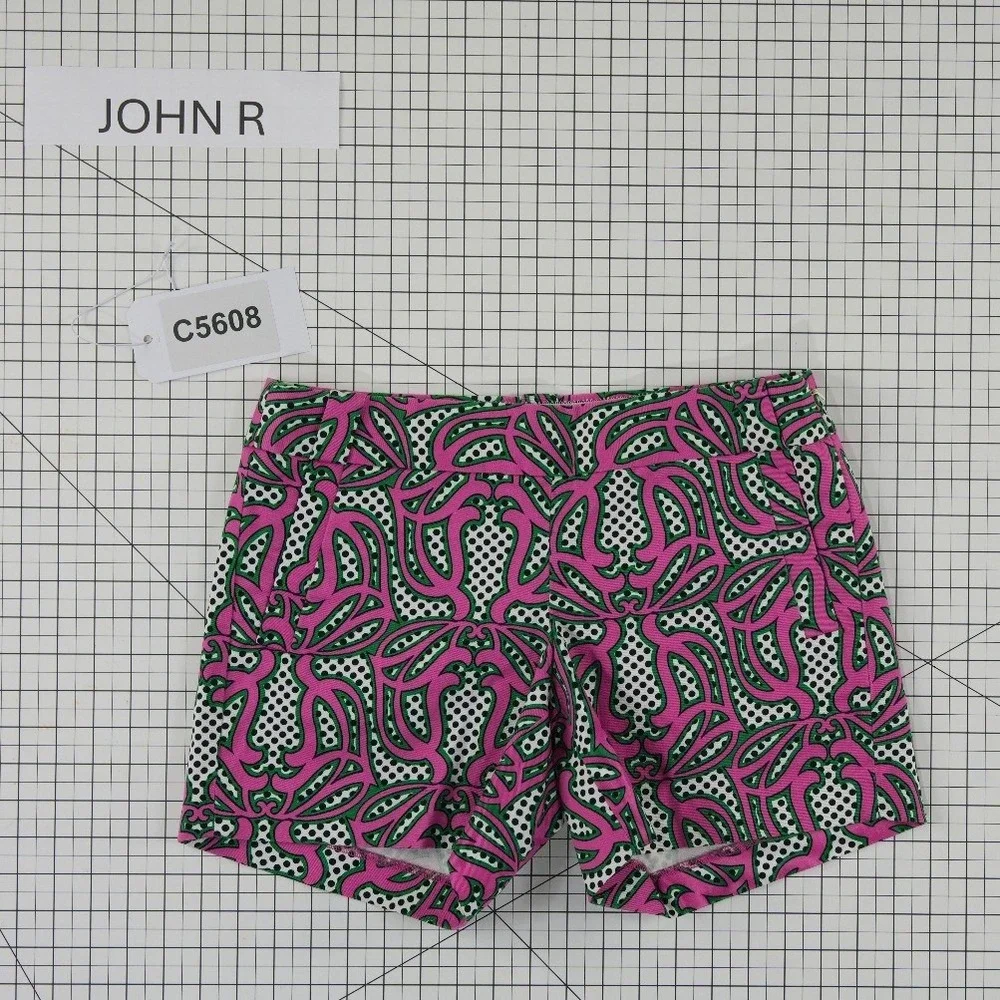 J. Crew City Fit Shorts Women's Size 4 Pink Black Geometric Cotton Stretch